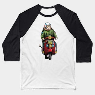 Retro Scooter, Classic Scooter, Scooterist, Scootering, Scooter Rider, Mod Art Baseball T-Shirt